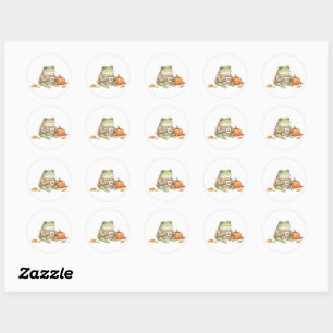 Knusherige Herfst Kikker Kawaii Pompoen Speciaal L Ronde Sticker