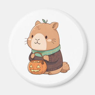 Knusige Pompoen Trui Capybara Herfstbladeren Magneet
