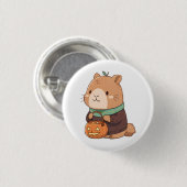 Knusige Pompoen Trui Capybara Herfstbladeren Ronde Button 3,2 Cm (Voorkant /achterkant)
