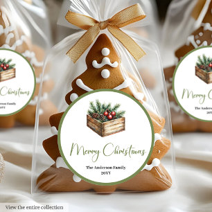 Knusje Boho Klassieke Kerstcadeauverpakking Ronde  Sticker