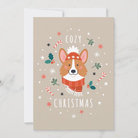 Knusje Corgi - Kerstwarmte Feestdagenkaart (Voorkant)