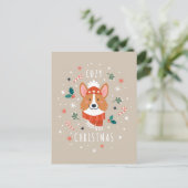 Knusje Corgi - Kerstwarmte Feestdagenkaart (Staand voorkant)