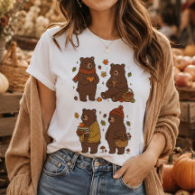 Knusje Herfst Beren Cottagecore Bos Illustratie