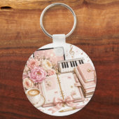 Knusje Piano Koffie Bloem Sleutelhanger bewerkbaar (Voorkant)