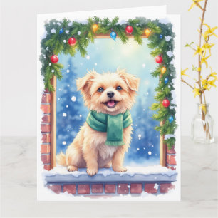 Knusje Watercolor Affenpinscher Kerst Sneeuw Kaart