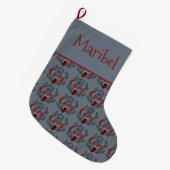 Knuskerige Kerst Pine Berry Lettering Grote Kerstsok (Voorkant (Hangend))