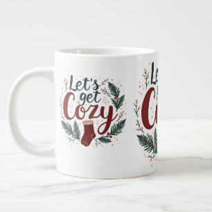 Knuskerige Kerst Pine Berry Lettering Grote Koffiekop