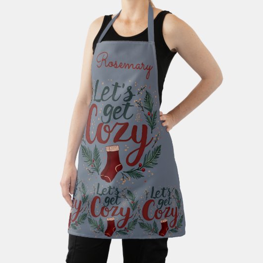 Knuskerige Kerst Pine Berry Lettering Schort (Insitu)