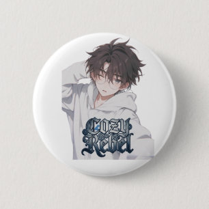 Knuspartige Rebel Anime Jongen - Cute Aesthetic Br Ronde Button 5,7 Cm