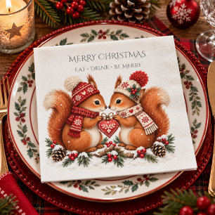 Knuspartij voor Scandinavische Kerst-eekhoornparen Servet