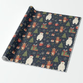 Knuspattern rendier ijsbeer kerst Wrap Cadeaupapier (Uitgerold)