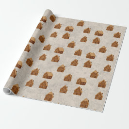Knusperige Huizen van Gemberkoek Patroon Inpakpapi Cadeaupapier