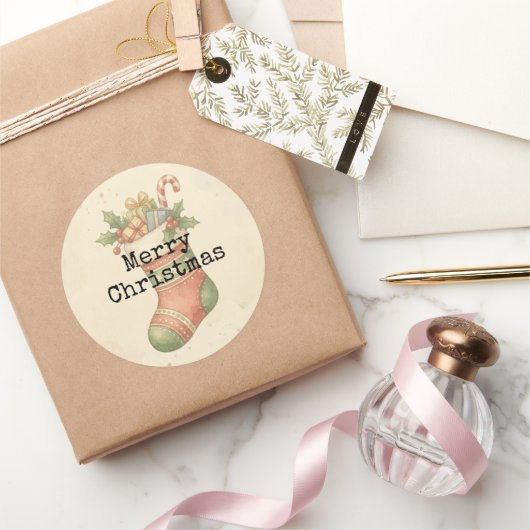 Knusperige Vintage Kerstmuts Stickers (Geschenken)
