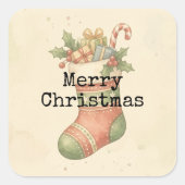 Knusperige Vintage Kerstmuts Stickers (Voorkant)