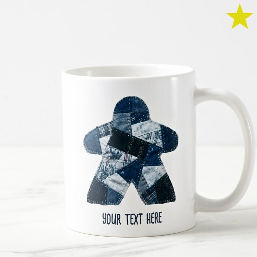 Knusse Blauwe Patchwork Deken Meeple Bordspel Koffiemok