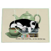 Knusse Boeken Kat Smoking Theekopje Schattig Groen Groot Cadeauzakje (Voorkant)