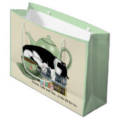 Knusse Boeken Kat Smoking Theekopje Schattig Groen Groot Cadeauzakje (Voorkant Gekanteld)