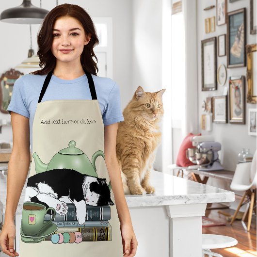 Knusse Boeken Kat Smoking Theekopje Schattig Groen Schort