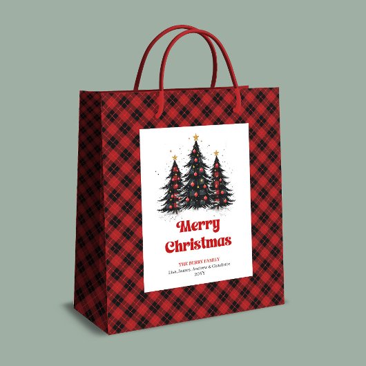 Knusse buffelplaid kersttas met eigen naam medium cadeauzakje