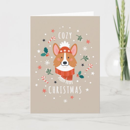 Knusse Corgi - Kerstwarmte Feestdagen Kaart (Voorkant)