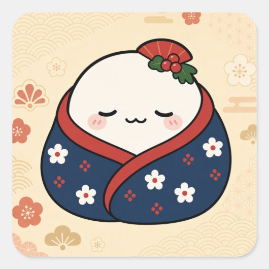 Knusse deken Mochi vierkante sticker (Voorkant)