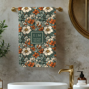 Knusse herfst bloem sage groene douchehanddoek met bad handdoek
