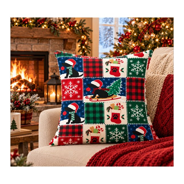 Knusse Labradores Kerst Patchwork Dekbed Kussen (Creator heeft geüpload)