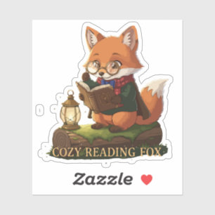 Knusse Lezende Vos Schattige Whimsical Boekenlie Sticker