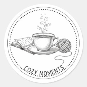 Knusse Momenten Koffieboek & Breien Minimaal ART Ronde Sticker