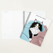 Knusse Roze Blau Whimsical Tuxedo Kat Dekens Planner (Display)