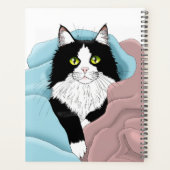 Knusse Roze Blau Whimsical Tuxedo Kat Dekens Planner (Achterkant)