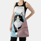 Knusse Roze Blauwe Whimsical Tuxedo Kat Dekens Schort (Insitu)