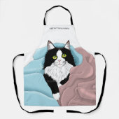 Knusse Roze Blauwe Whimsical Tuxedo Kat Dekens Schort (Voorkant)