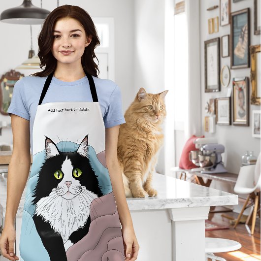 Knusse Roze Blauwe Whimsical Tuxedo Kat Dekens Schort