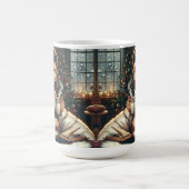 knusse scene | Vrouw Drink cacao met kat Koffiemok (Center)