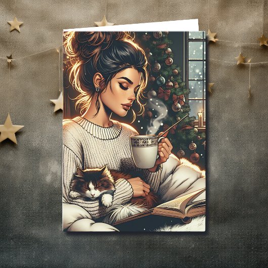 knusse scene | Vrouw Drink cacaokerst Kaart