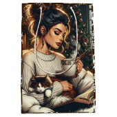 knusse scene | Vrouw Drink cacaokerst Medium Cadeauzakje (Voorkant)