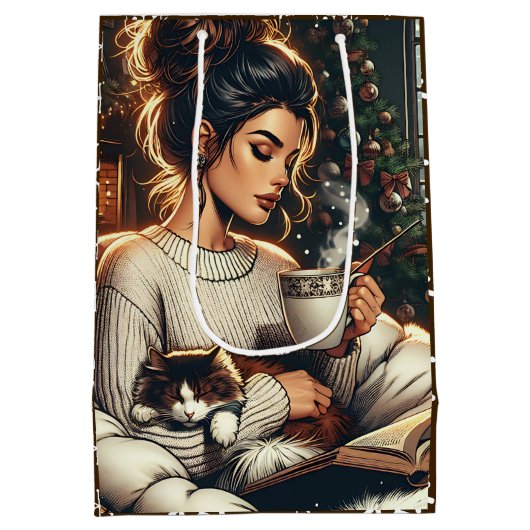 knusse scene | Vrouw Drink cacaokerst Medium Cadeauzakje (Achterkant)