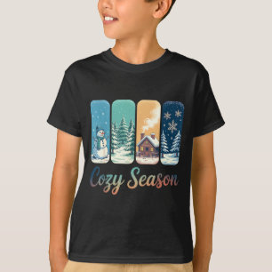 Knusse Seizoen Winter Wonderland Blokhut Sneeuwman T-shirt