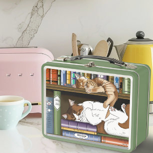 Knusse Slaande Katten Boekenplank Illustratie Scha