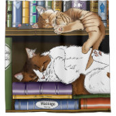 Knusse Slaande Katten Boekenplank Illustratie Scha Douchegordijn (Voorkant)