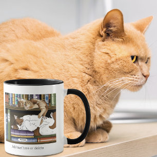 Knusse Slaapkatten Boekenplank Illustratie Mooie Mok