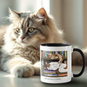 Knusse Slaapkatten Boekenplank Illustratie Schatti Mok