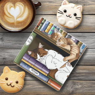 Knusse Slapende Katten Boekenplank Illustratie Sch Drankjes Onderzetter
