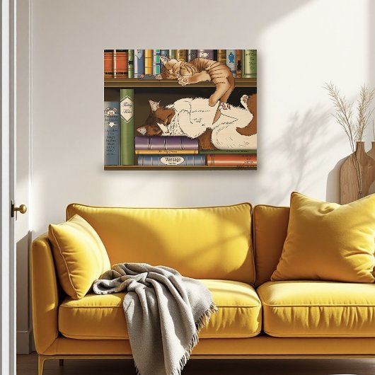 Knusse Slapende Katten Boekenplank Illustratie Sch Poster