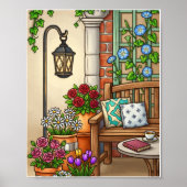 Knusse tuinbank kunst poster (Voorkant)