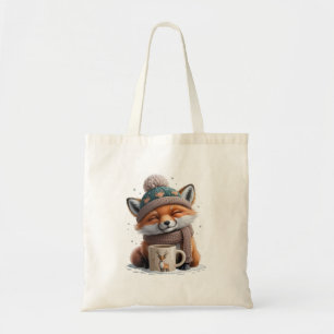 Knusse Vos Winter Seizoen Dier Koffie Vakantie Tote Bag