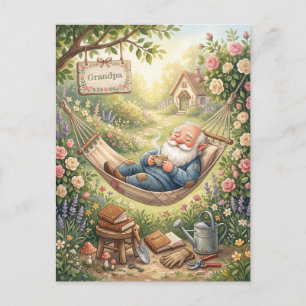 Knusse watercolorillustratie van een slapende kabo briefkaart
