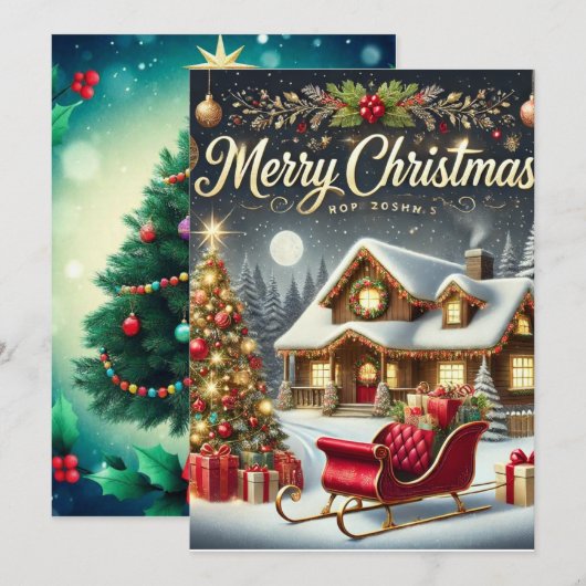 Knusse Winter Kerstkaart – Prettig Kerstfeest (Voorkant / Achterkant)