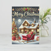 Knusse Winter Kerstkaart – Prettig Kerstfeest (Staand voorkant)